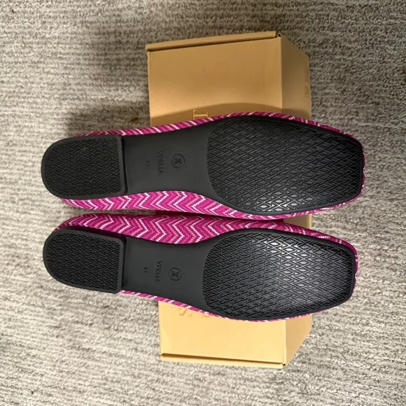 VIVAIA Comfort Knit Ballet Flats Slip On Casual Shoes Chevron Size 9.5 EU41