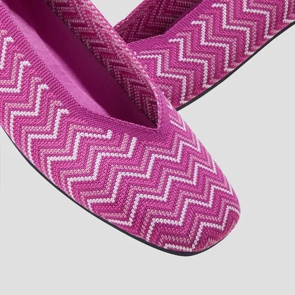 VIVAIA Comfort Knit Ballet Flats Slip On Casual Shoes Chevron Size 9.5 EU41