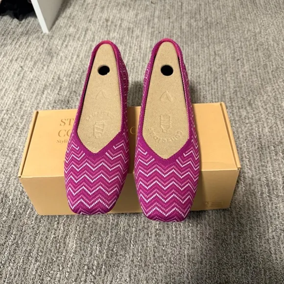VIVAIA Comfort Knit Ballet Flats Slip On Casual Shoes Chevron Size 9.5 EU41