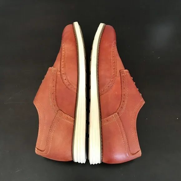 Vostey Milan Cognac Orange Leather Wingtip Dress Lace Up Shoes Men’s Size US 11