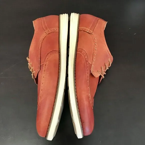 Vostey Milan Cognac Orange Leather Wingtip Dress Lace Up Shoes Men’s Size US 11