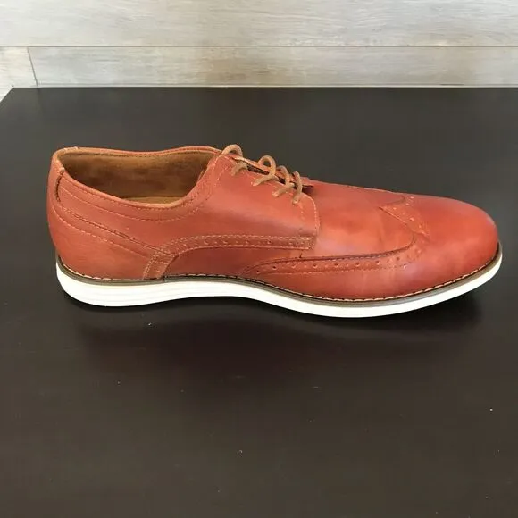 Vostey Milan Cognac Orange Leather Wingtip Dress Lace Up Shoes Men’s Size US 11
