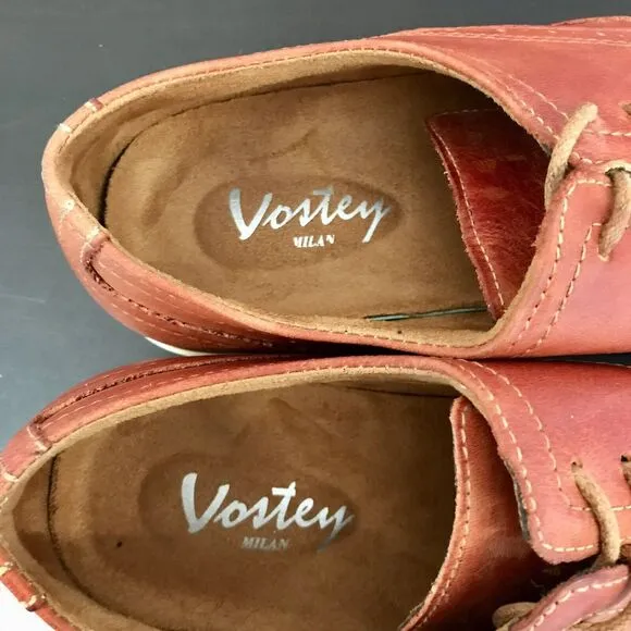 Vostey Milan Cognac Orange Leather Wingtip Dress Lace Up Shoes Men’s Size US 11