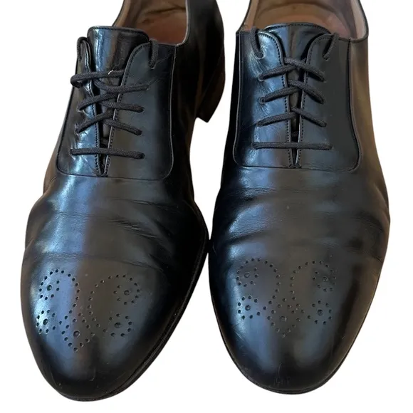 Vtg Bally Mens 8.5 EEE Dress Shoes Black Leather ITALY Derby