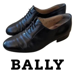 Vtg Bally Mens 8.5 EEE Dress Shoes Black Leather ITALY Derby