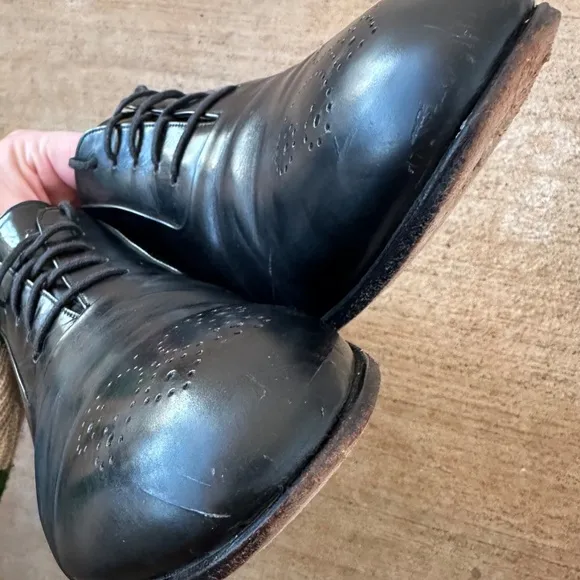 Vtg Bally Mens 8.5 EEE Dress Shoes Black Leather ITALY Derby