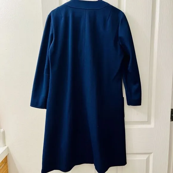 Vtg Butte Knit A Line Dress Dacron Polyester Gogo Mod 60s Navy Blue Smock Coat
