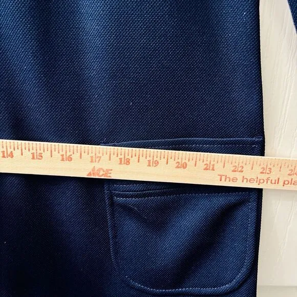 Vtg Butte Knit A Line Dress Dacron Polyester Gogo Mod 60s Navy Blue Smock Coat
