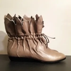 VTG JULIANELLI ITALIAN LEATHER BOOTS BOOTIES 80S REN FEST 70S FALL WINTER UNIQUE