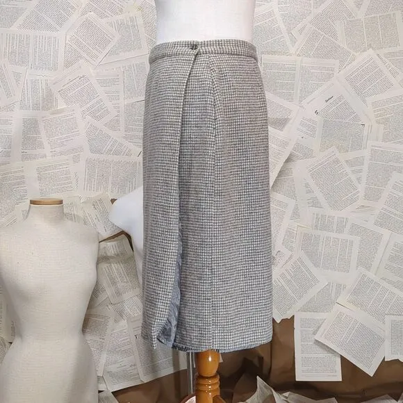 VTG LL Bean Greyhound tooth Camel/Wool Wrap Skirt Size 20