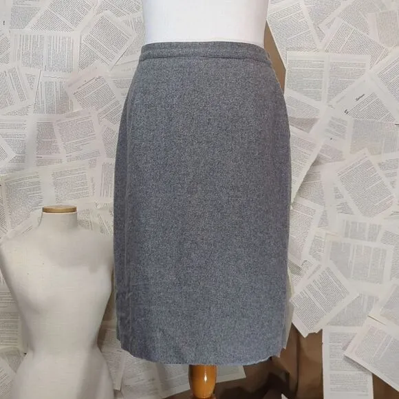 VTG LL Bean Wool Camel Hair Gray Wrap Skirt 20