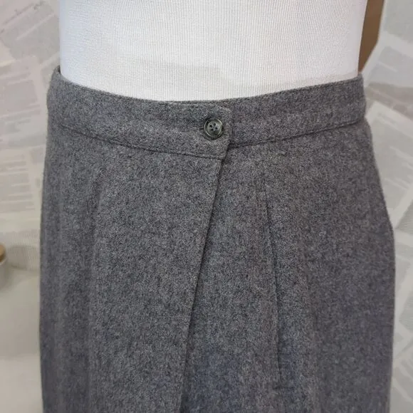 VTG LL Bean Wool Camel Hair Gray Wrap Skirt 20