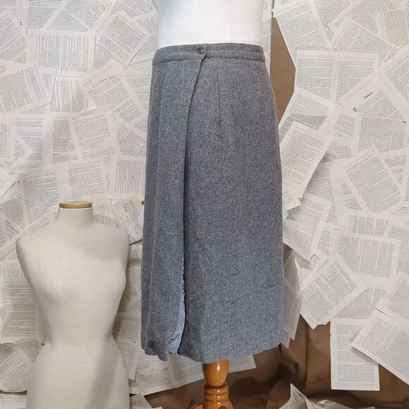 VTG LL Bean Wool Camel Hair Gray Wrap Skirt 20