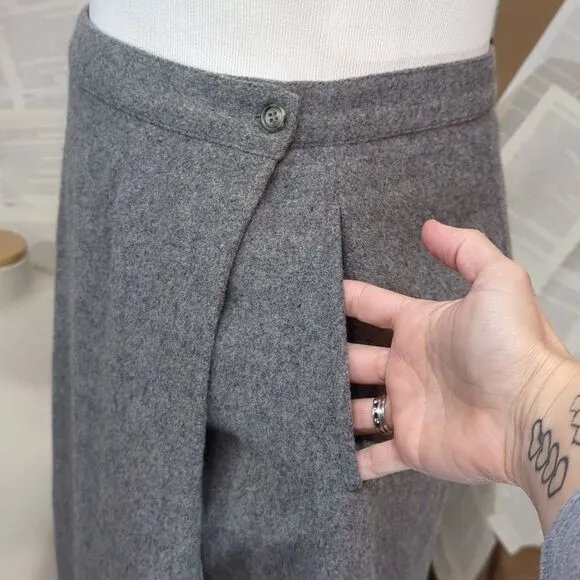 VTG LL Bean Wool Camel Hair Gray Wrap Skirt 20