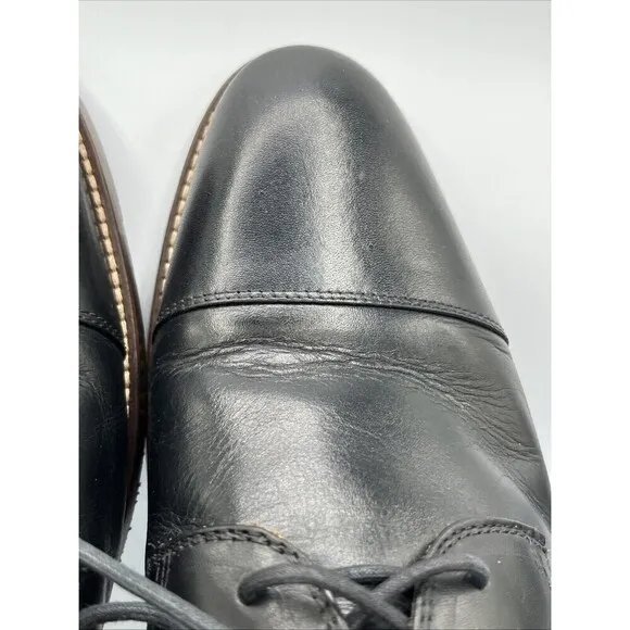 Wallin &amp; Bros Cap Toe Black Leather Lace Up Dress Shoes Size 12M Made in Brazil