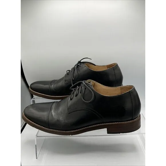 Wallin &amp; Bros Cap Toe Black Leather Lace Up Dress Shoes Size 12M Made in Brazil