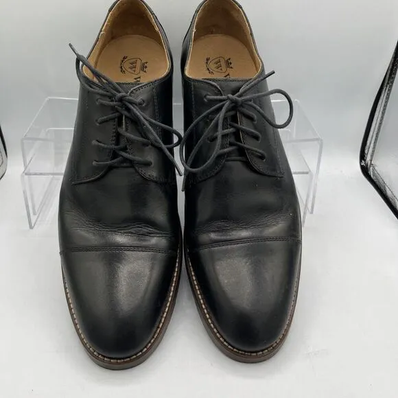 Wallin &amp; Bros Cap Toe Black Leather Lace Up Dress Shoes Size 12M Made in Brazil