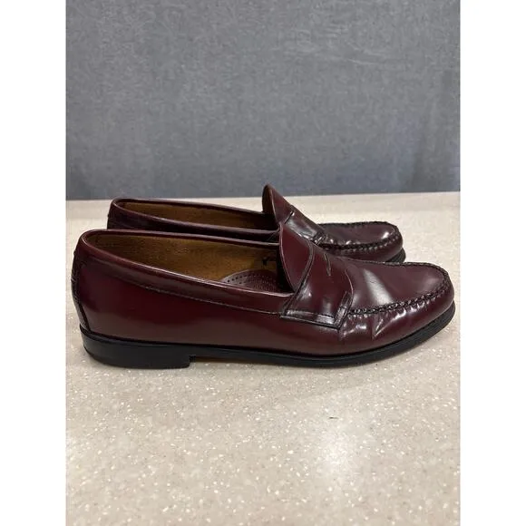 Weejuns GH Bass &amp; Co Levin Men Sz 13M Burgundy Leather Penny Loafer Dress Shoes