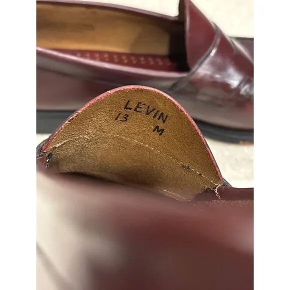 Weejuns GH Bass &amp; Co Levin Men Sz 13M Burgundy Leather Penny Loafer Dress Shoes