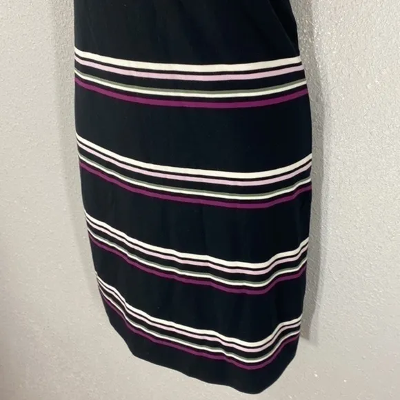 White House Black Market black pink purple stripe cold shoulder knit dress XXS
