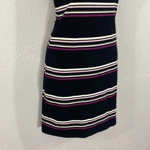 White House Black Market black pink purple stripe cold shoulder knit dress XXS