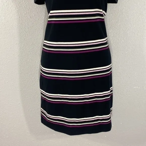 White House Black Market black pink purple stripe cold shoulder knit dress XXS