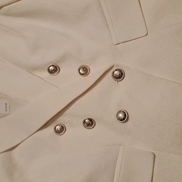 White House Black Market LS Cream Jacquard Blazer