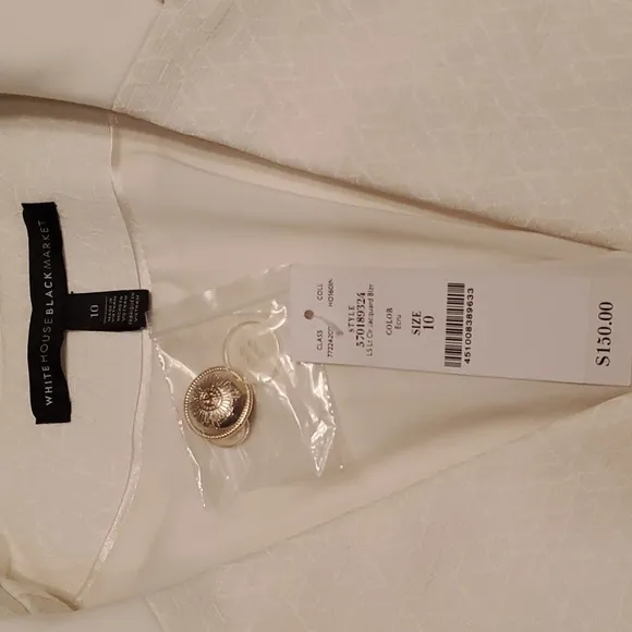 White House Black Market LS Cream Jacquard Blazer