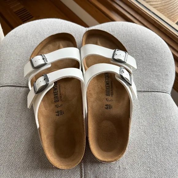White Sandals with Silver Buckles