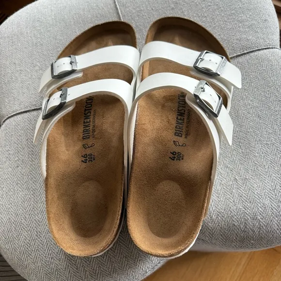 White Sandals with Silver Buckles