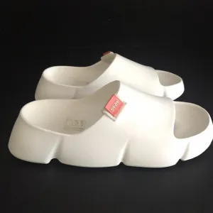 White Slide Sandals with Logo