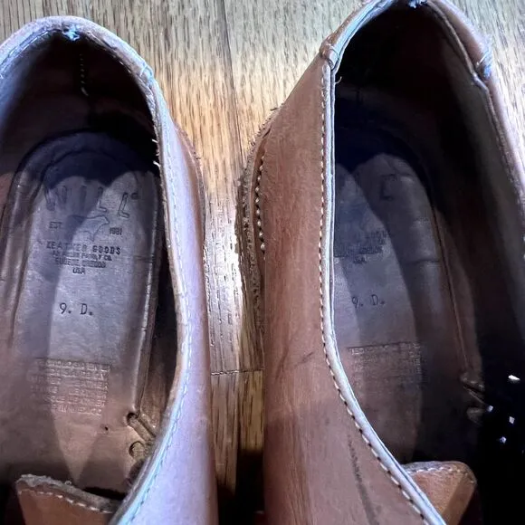 Will Leather Good's Shoes Ludlow Oxford Dress Brown Basket Weave Laces Sz 9 D‎