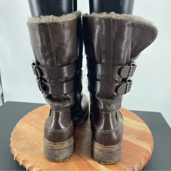 Wilma Firenze Genuine brown Leather faux fur boots buckle winter Booties 38 8