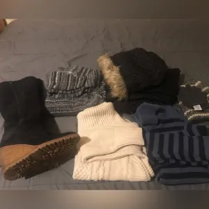 Winter Clothing Bundle with Black Coach suede wedge Boots size 8