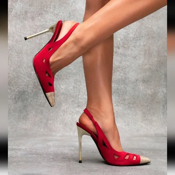 Women Pointed Toe Metallic Contrast Color Stilettos High Heel Pumps