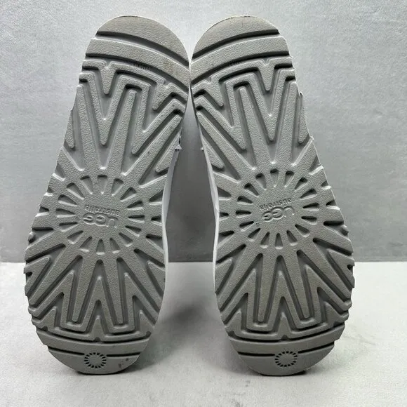 Womens 11 / Mens 9 UGG Classic Mini Deco Ankle Boots White Leather Sheepskin