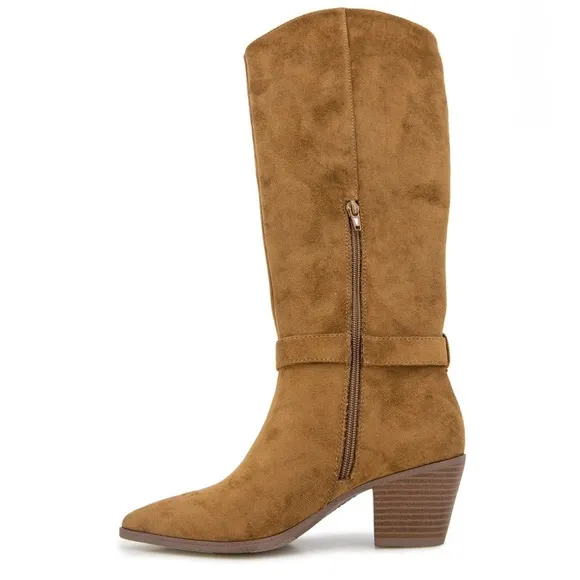 Women's chestnut Faux Suede. Zip up. NEW in box. Size 7 M.