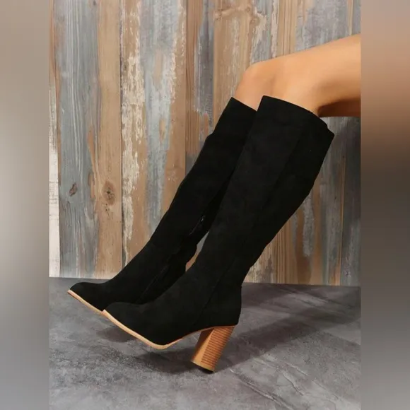 ✨Women's Chunky Heel Western Boots, Knee High, Side Zipper