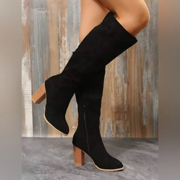 ✨Women's Chunky Heel Western Boots, Knee High, Side Zipper