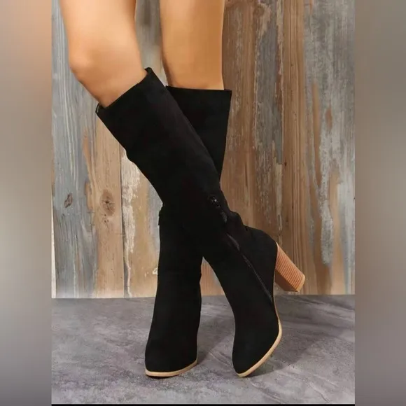 ✨Women's Chunky Heel Western Boots, Knee High, Side Zipper