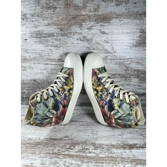 Women's Converse Chuck Taylor All Star Lux Hi Hidden Wedge Floral Sneakers Sz 7