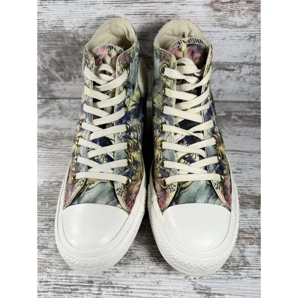 Women's Converse Chuck Taylor All Star Lux Hi Hidden Wedge Floral Sneakers Sz 7