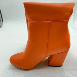 Women's Side Zipper Chunky Heel Knee High Boots Orange