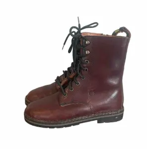 Women's Size 6.5M Born Lace Up Combat Trooper Boots Brown Side Zip Leather