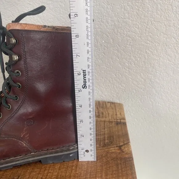 Women's Size 6.5M Born Lace Up Combat Trooper Boots Brown Side Zip Leather