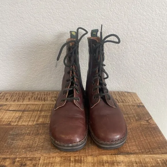 Women's Size 6.5M Born Lace Up Combat Trooper Boots Brown Side Zip Leather