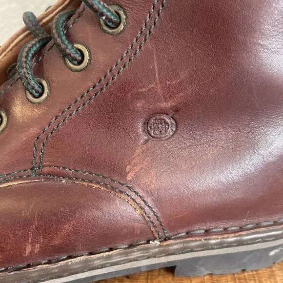 Women's Size 6.5M Born Lace Up Combat Trooper Boots Brown Side Zip Leather