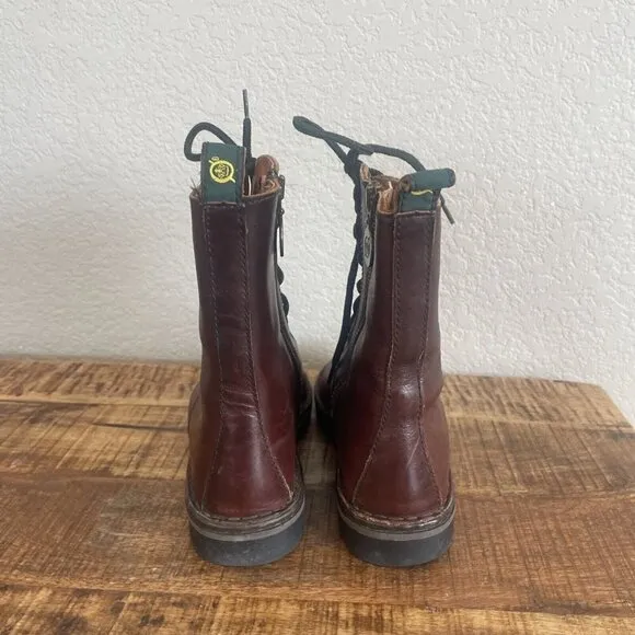 Women's Size 6.5M Born Lace Up Combat Trooper Boots Brown Side Zip Leather