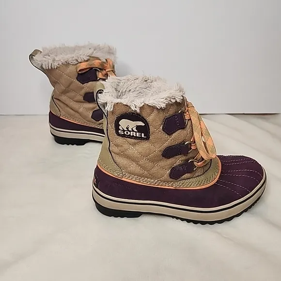 Women’s Sorel TIVOLI Purple Beige Winter Boots SIZE 6 (CON70)