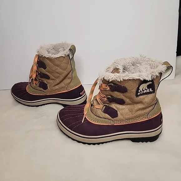 Women’s Sorel TIVOLI Purple Beige Winter Boots SIZE 6 (CON70)